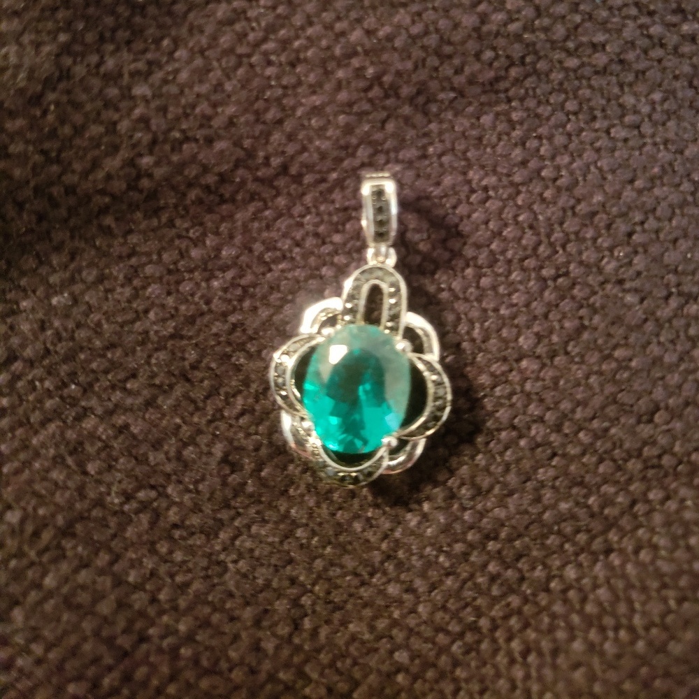 Green and blue topaz pendant
